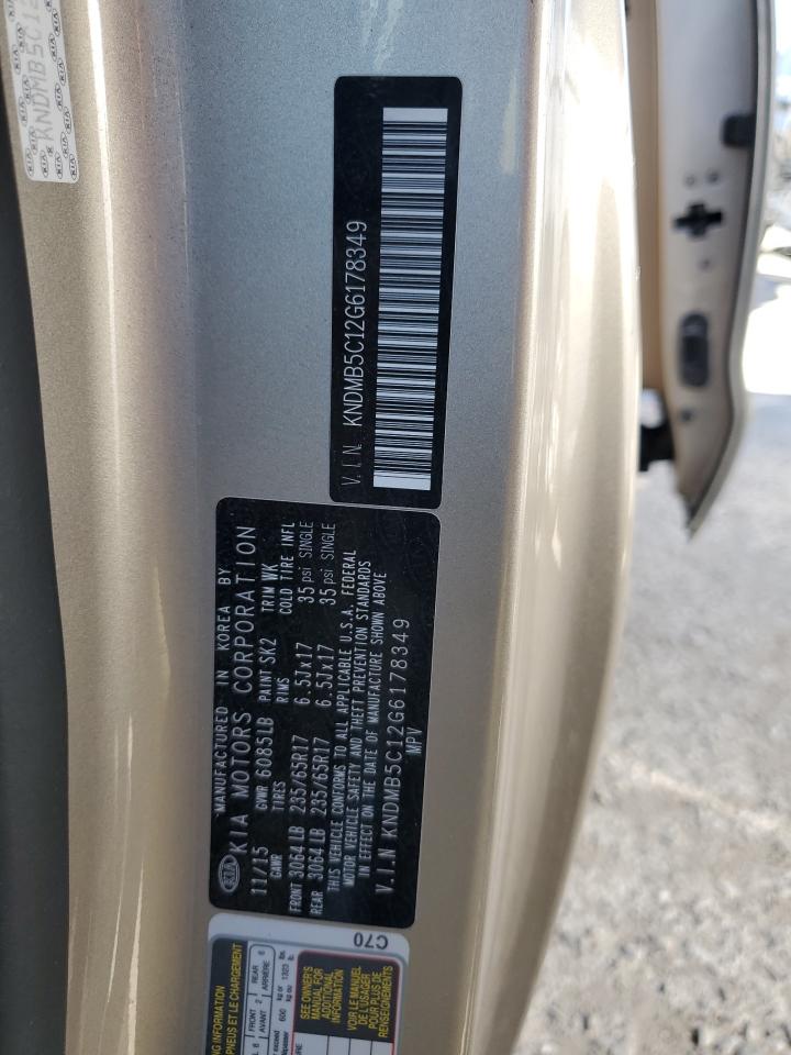 2016 Kia Sedona Lx vin: KNDMB5C12G6178349