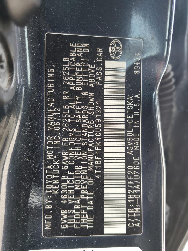 4T1BF1FK4CU591321 2012 Toyota Camry Base
