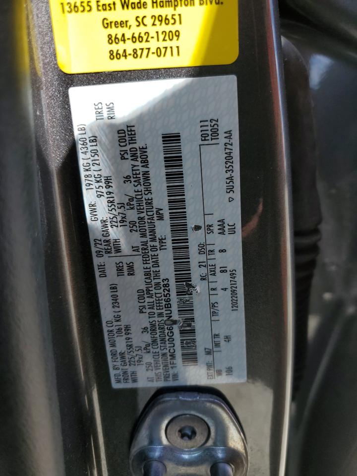 1FMCU0G66NUB65283 FORD ESCAPE 2022