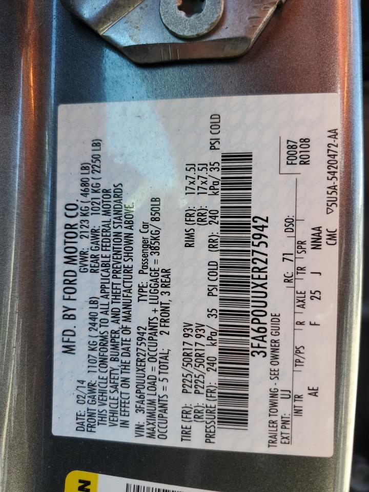 3FA6P0UUXER275942 2014 Ford Fusion S Hybrid