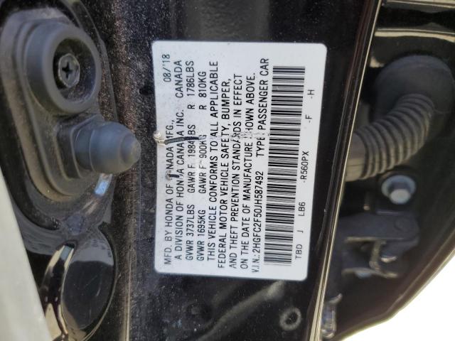 2018 Honda Civic Lx VIN: 2HGFC2F50JH587492 Lot: 50911514