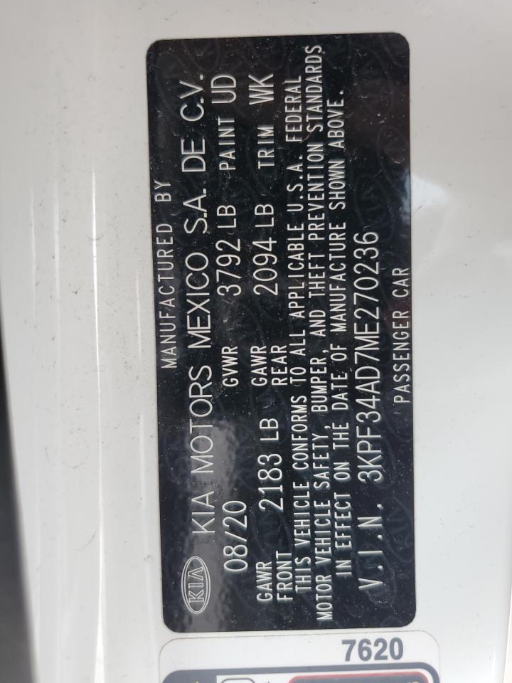 3KPF34AD7ME270236 2021 Kia Forte Gt Line