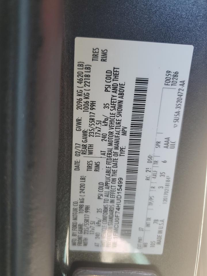 1FMCU0F74HUD15499 FORD ESCAPE 2017