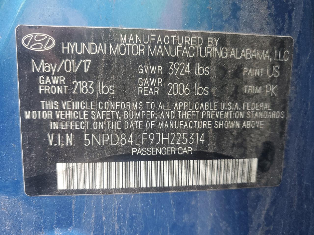 5NPD84LF9JH225314 2018 Hyundai Elantra Sel