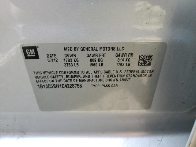 2012 Chevrolet Sonic Lt VIN: 1G1JC5SH1C4228753 Lot: 49743824