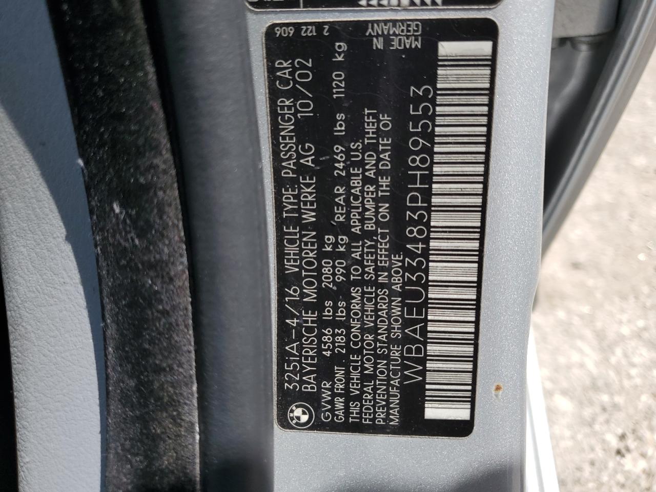 WBAEU33483PH89553 2003 BMW 325 Xi