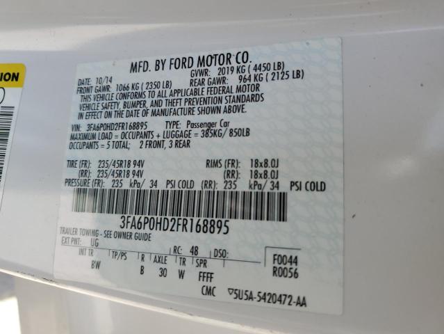 2015 Ford Fusion Se VIN: 3FA6P0HD2FR168895 Lot: 49720644