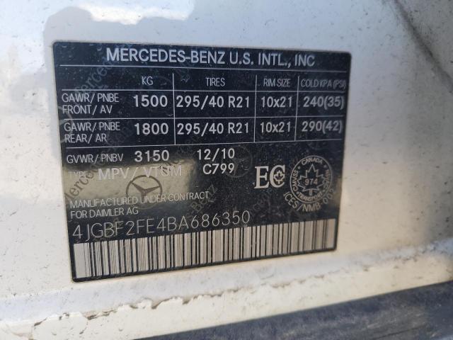 2011 Mercedes-Benz Gl 350 Bluetec VIN: 4JGBF2FE4BA686350 Lot: 51350704