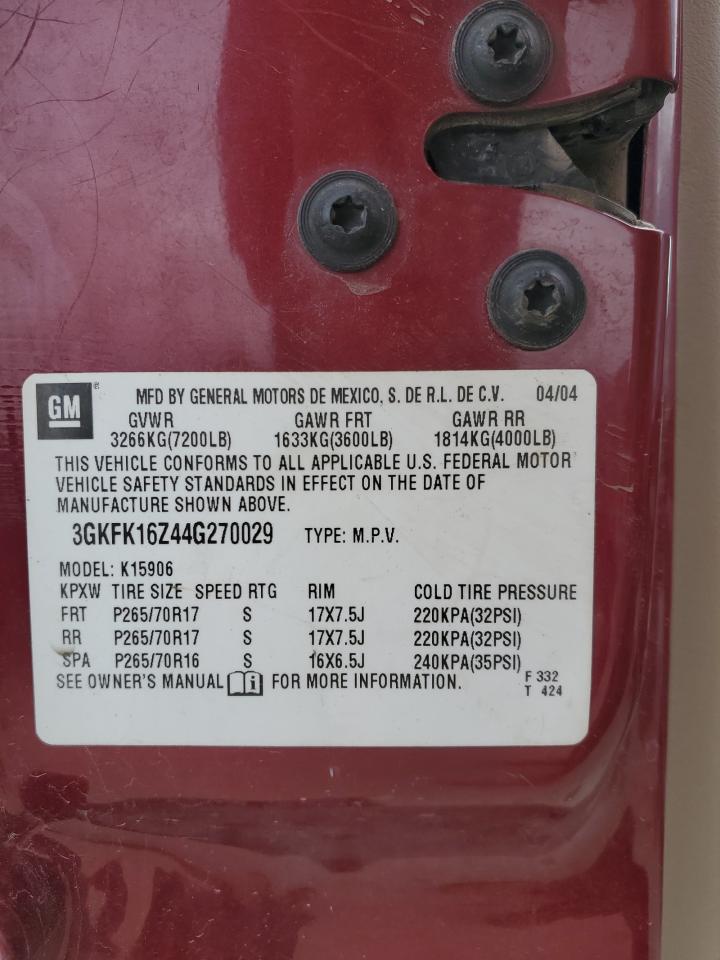3GKFK16Z44G270029 2004 GMC Yukon Xl K1500
