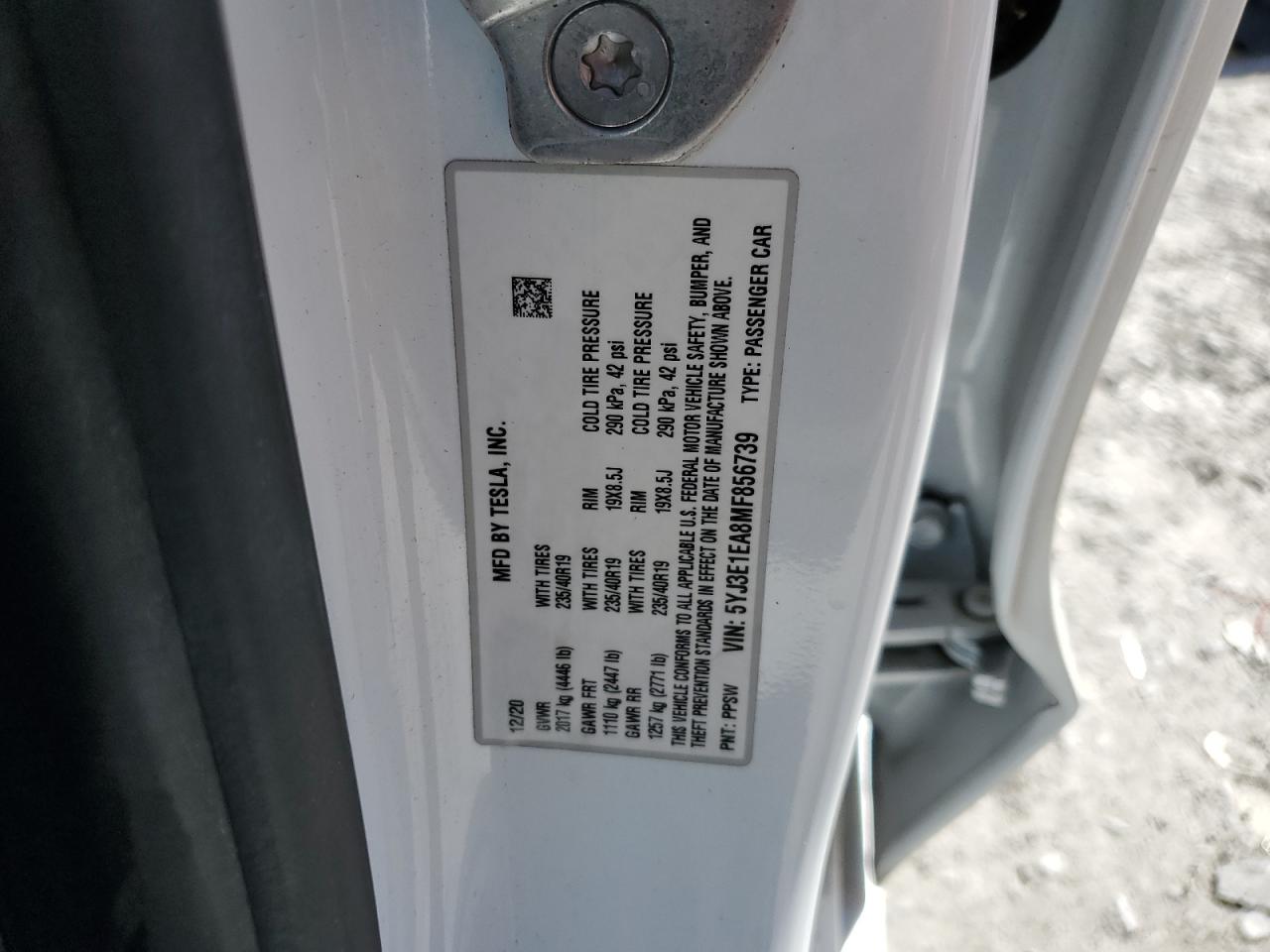 5YJ3E1EA8MF856739 2021 Tesla Model 3