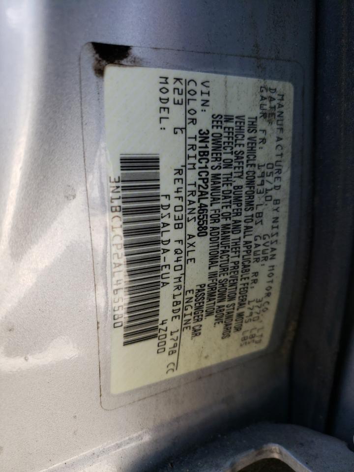 3N1BC1CP2AL465580 2010 Nissan Versa S