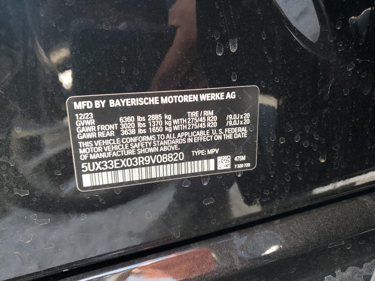 5UX33EX03R9V08820 BMW X6 2024