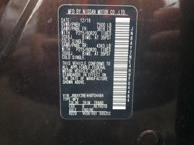 2017 Nissan Armada Platinum VIN: JN8AY2NE4H9704484 Lot: 49126014