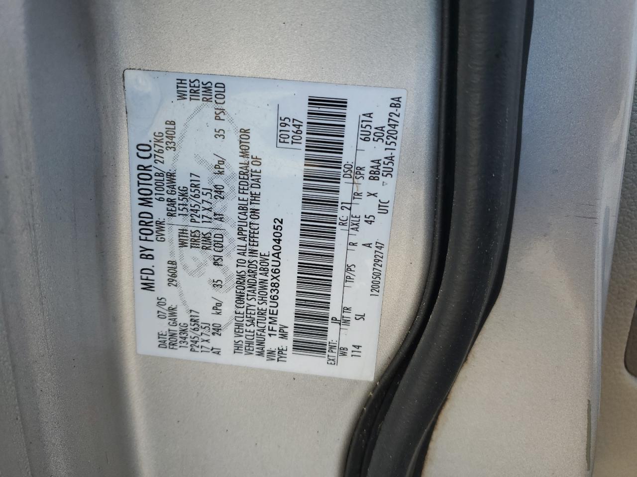 1FMEU638X6UA04052 2006 Ford Explorer Xlt