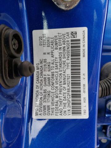 2020 Honda Civic Sport VIN: 2HGFC2F88LH527621 Lot: 50452354