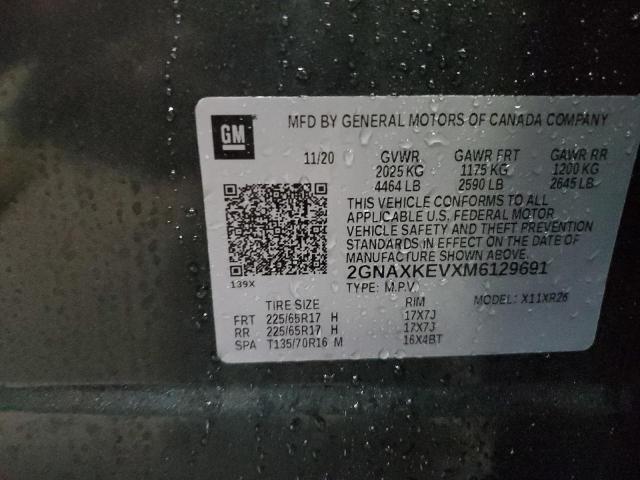 2021 Chevrolet Equinox Lt VIN: 2GNAXKEVXM6129691 Lot: 50794354