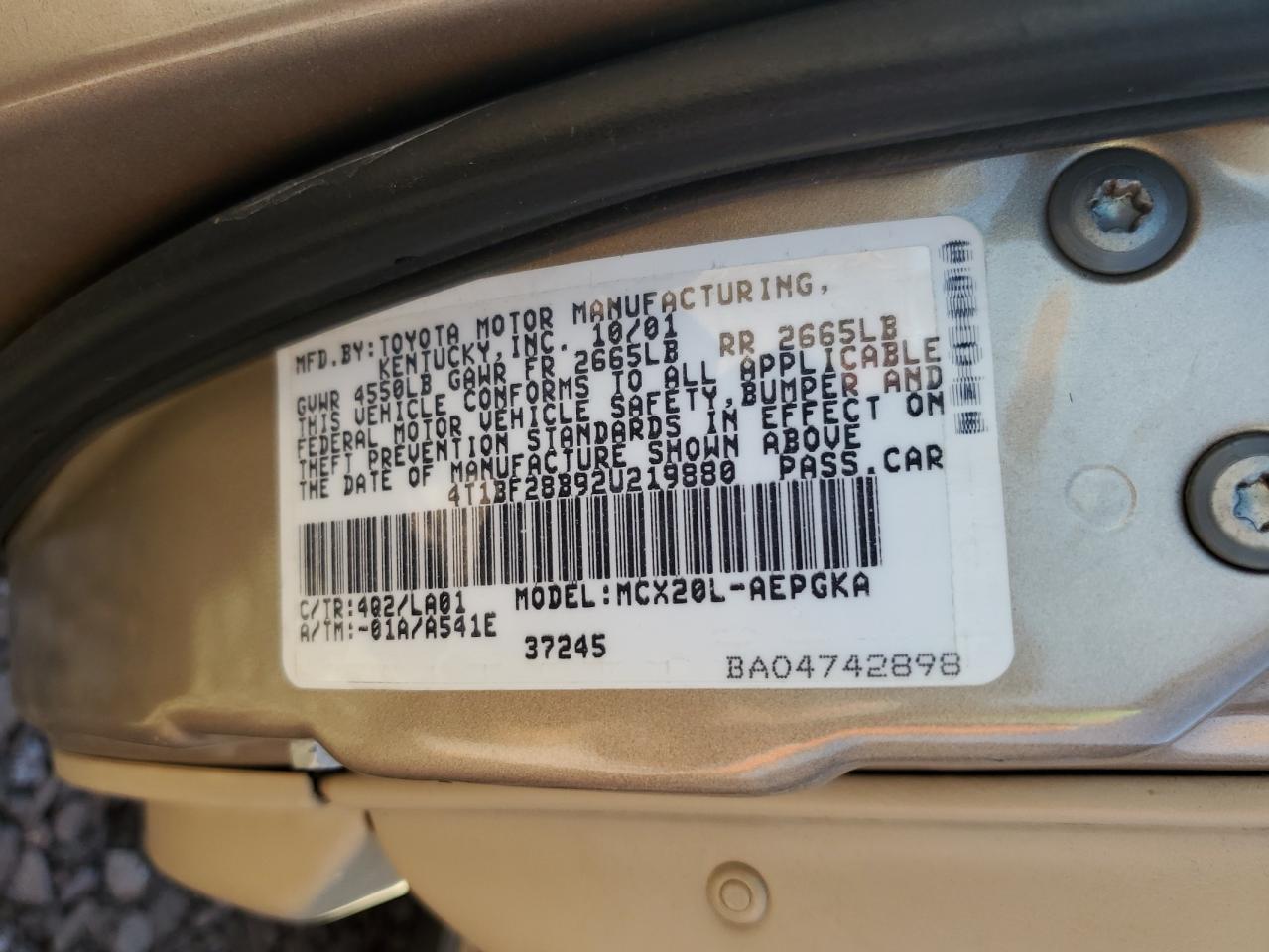 4T1BF28B92U219880 2002 Toyota Avalon Xl