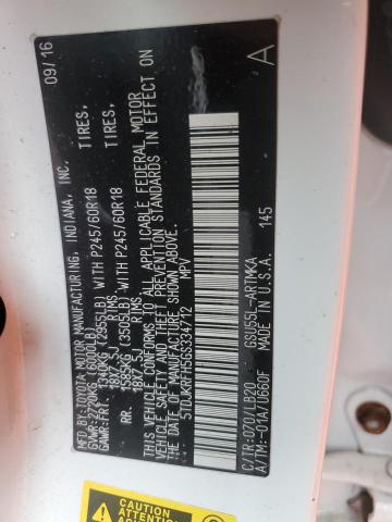 2016 Toyota Highlander Xle VIN: 5TDJKRFH5GS334712 Lot: 49913394