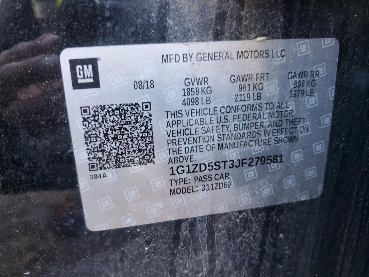 1G1ZD5ST3JF279581 CHEVROLET MALIBU 2018