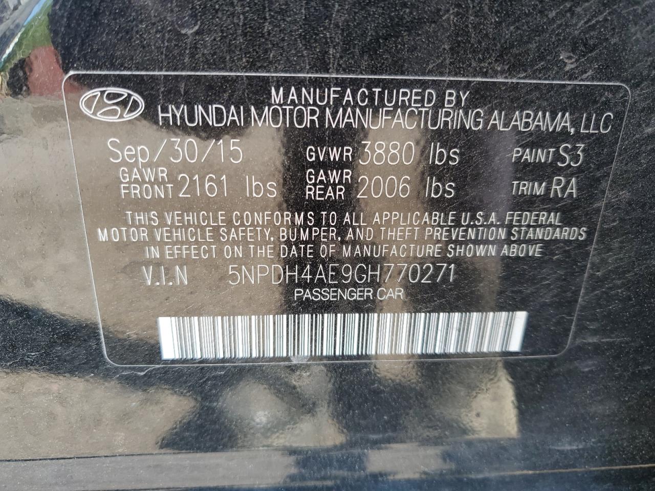 5NPDH4AE9GH770271 2016 Hyundai Elantra Se