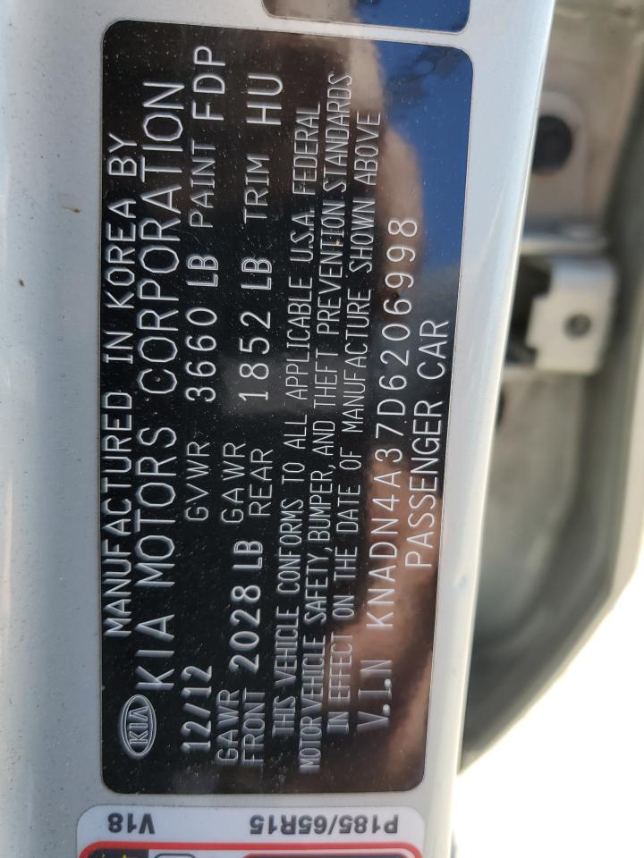 2013 Kia Rio Ex vin: KNADN4A37D6206998