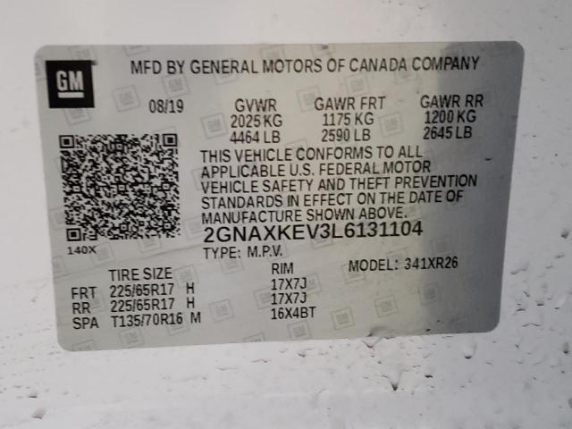 2020 Chevrolet Equinox Lt VIN: 2GNAXKEV3L6131104 Lot: 51842314