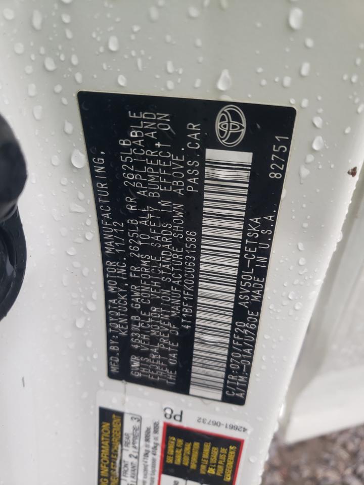 4T1BF1FK0CU631586 2012 Toyota Camry Base