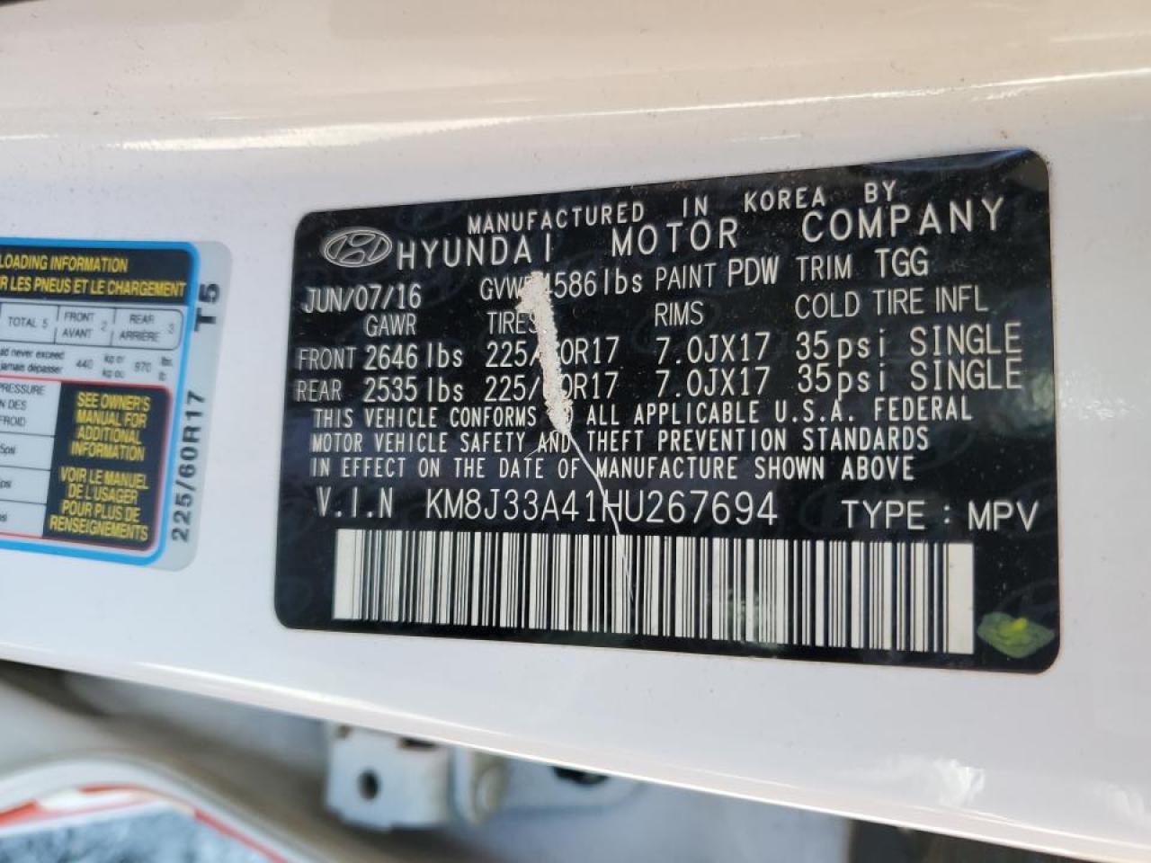 KM8J33A41HU267694 2017 Hyundai Tucson Limited