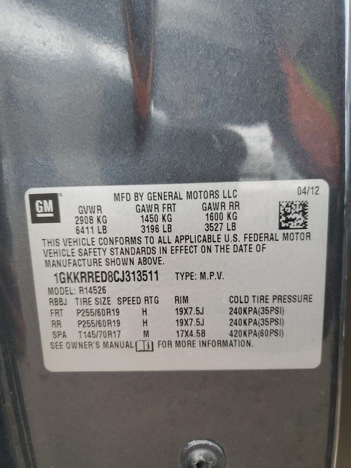 1GKKRRED8CJ313511 2012 GMC Acadia Slt-1