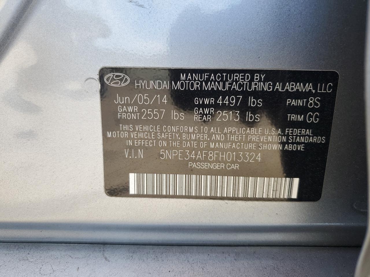 5NPE34AF8FH013324 2015 Hyundai Sonata Sport