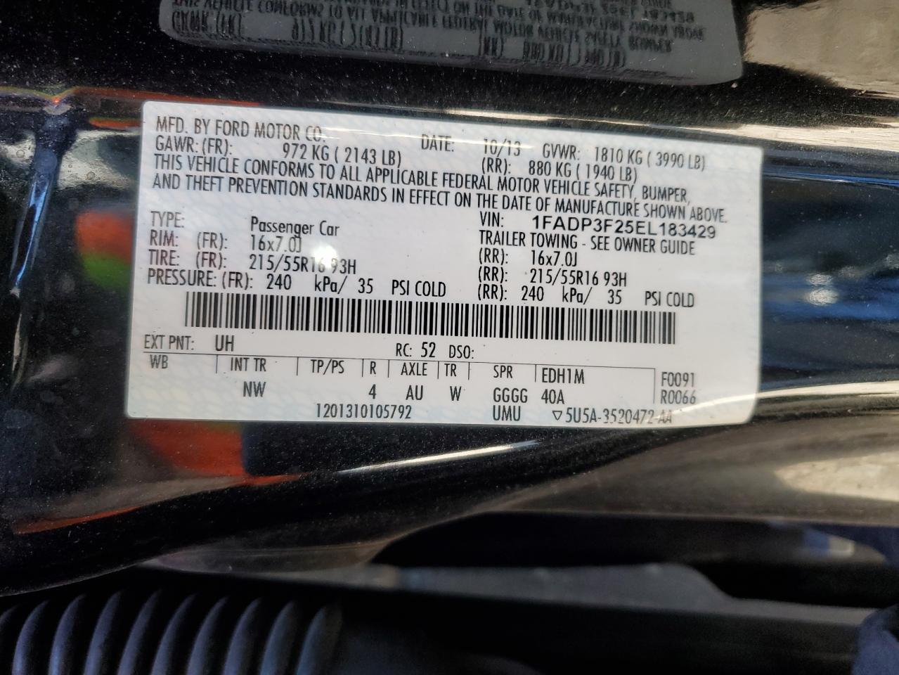 1FADP3F25EL183429 2014 Ford Focus Se