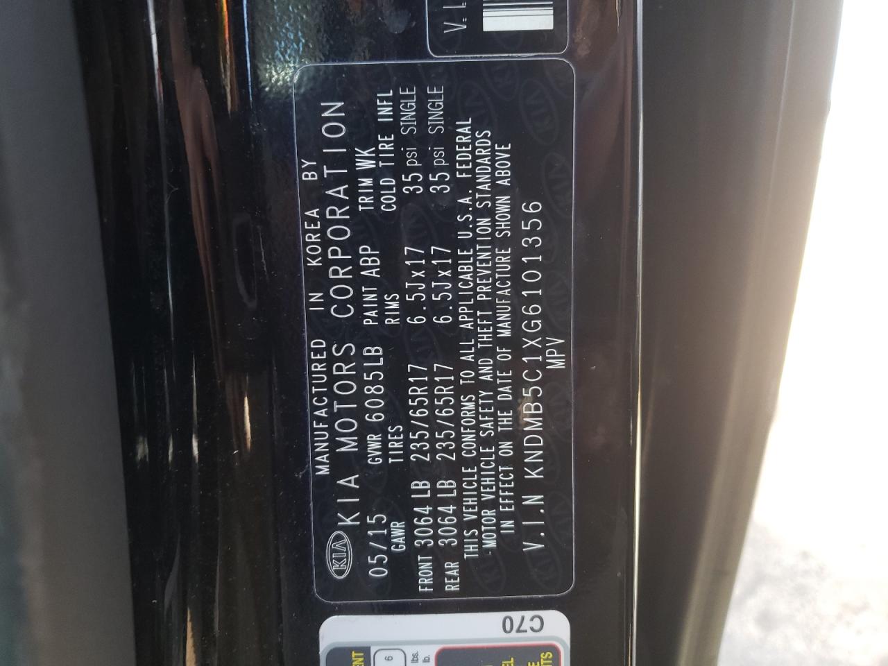 KNDMB5C1XG6101356 2016 Kia Sedona Lx