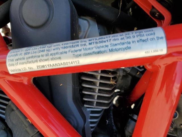 2010 DUCATI HYPERMOTAR ZDM1YAAN3AB014112