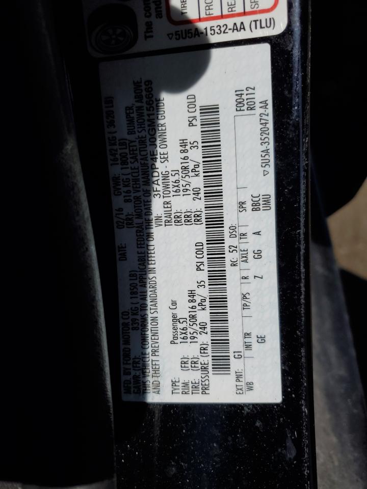 3FADP4EJ0GM156669 FORD FIESTA 2016