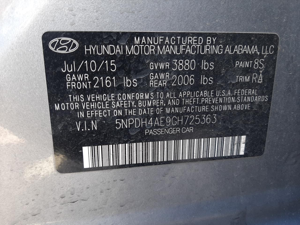 5NPDH4AE9GH725363 2016 Hyundai Elantra Se