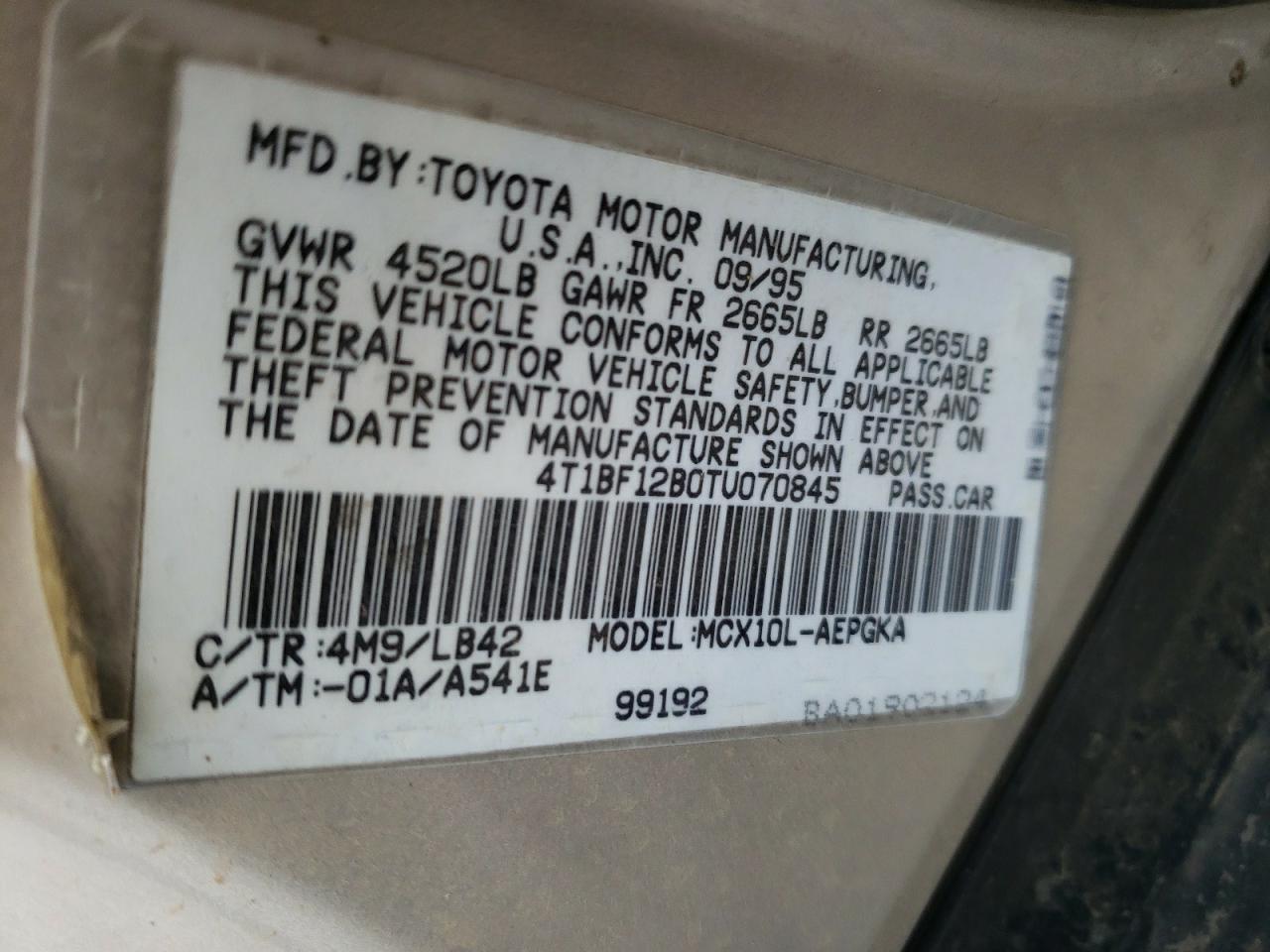 4T1BF12B0TU070845 1996 Toyota Avalon Xl