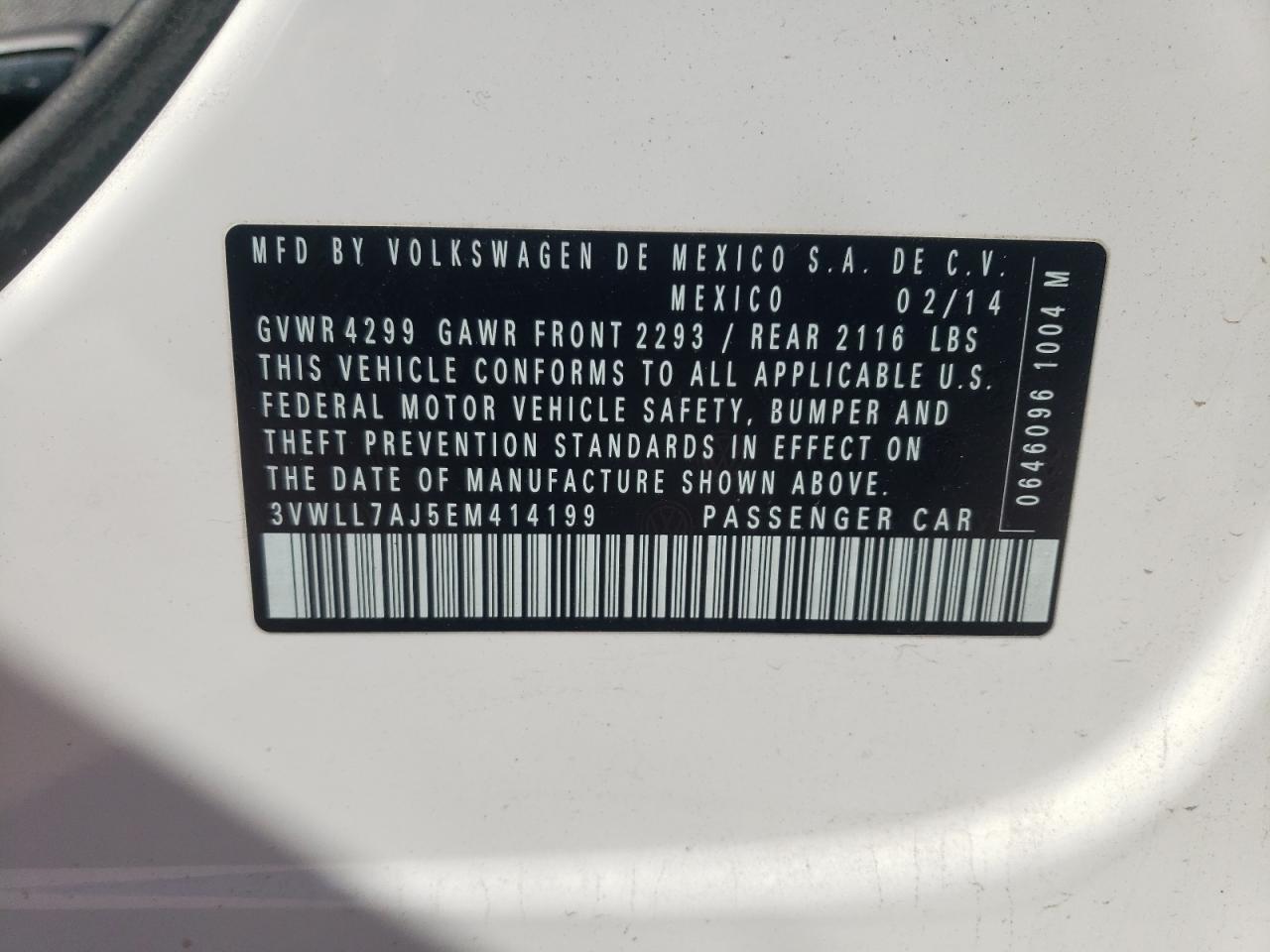 3VWLL7AJ5EM414199 2014 Volkswagen Jetta Tdi