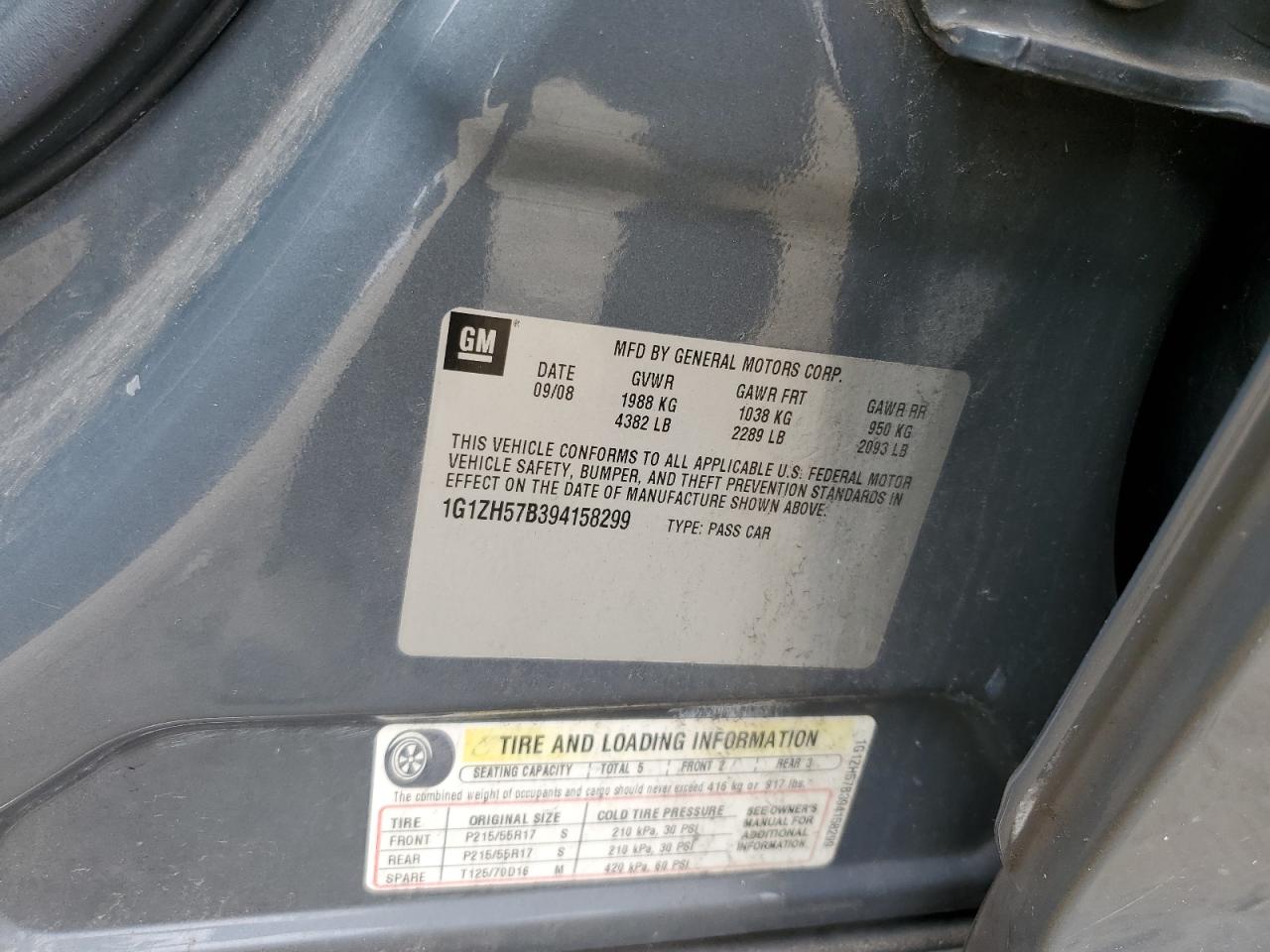 1G1ZH57B394158299 2009 Chevrolet Malibu 1Lt