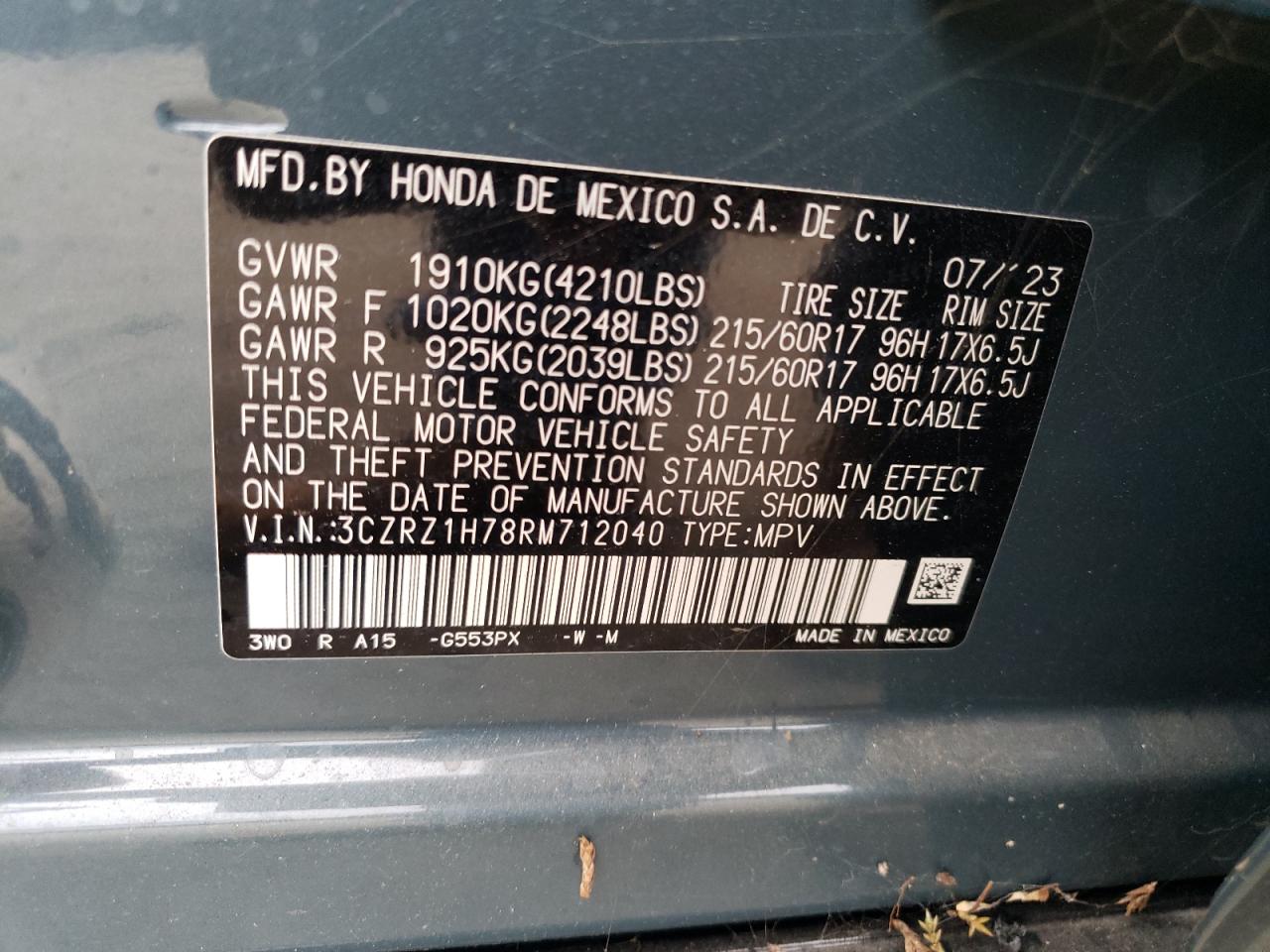 3CZRZ1H78RM712040 2024 Honda Hr-V Exl