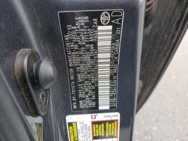 2010 Toyota Corolla Base VIN: 2T1BU4EE8AC376347 Lot: 49790714