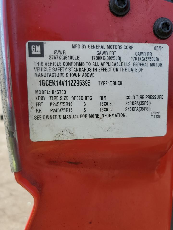 1GCEK14V11Z296395 2001 Chevrolet Silverado K1500