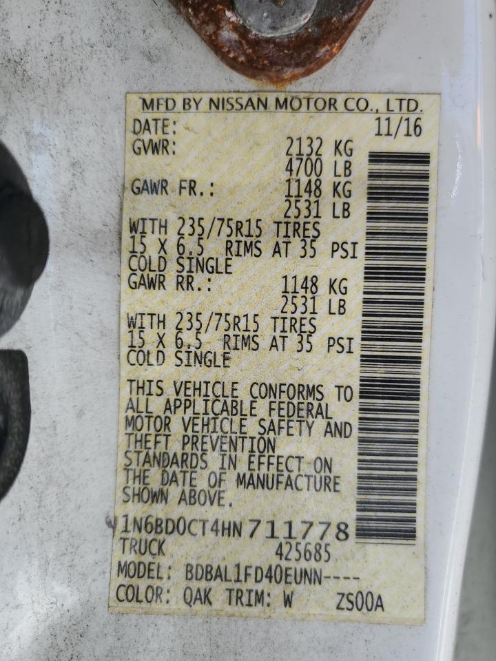 1N6BD0CT4HN711778 NISSAN FRONTIER 2017