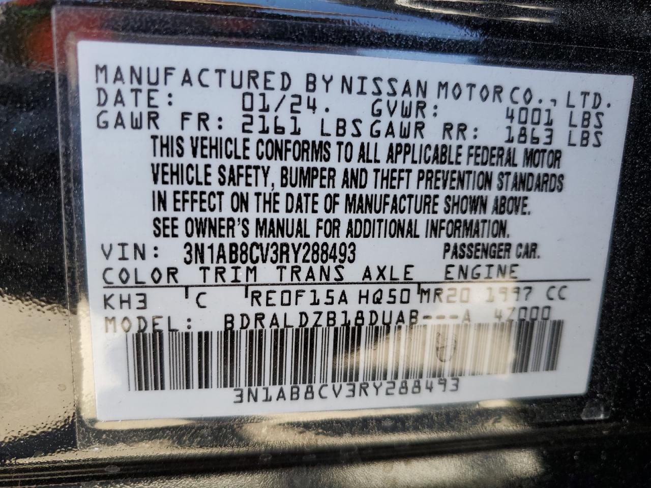 3N1AB8CV3RY288493 NISSAN SENTRA 2024