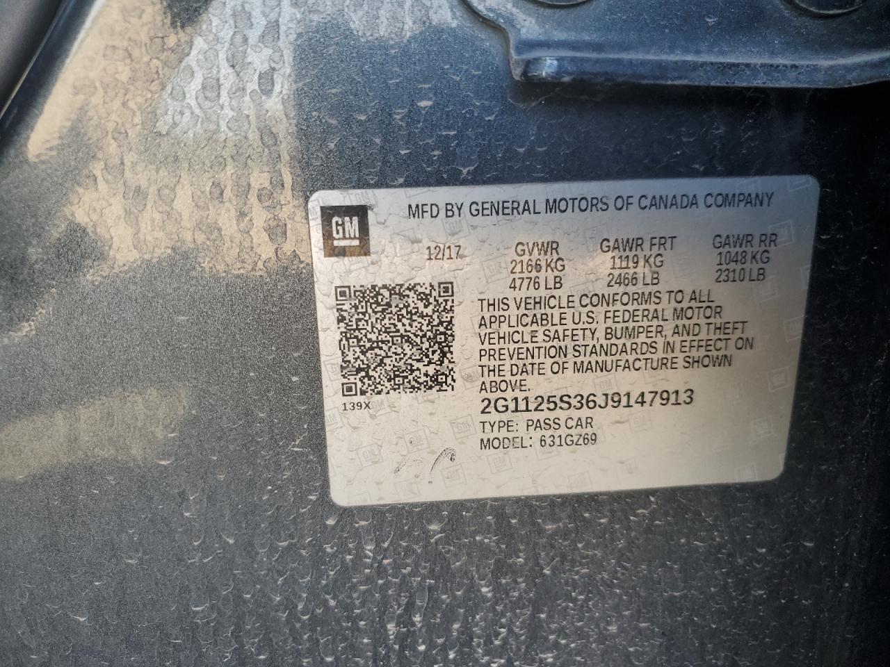 2G1125S36J9147913 CHEVROLET IMPALA 2018