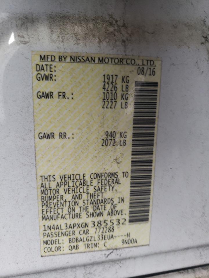 1N4AL3APXGN385532 NISSAN ALTIMA 2016