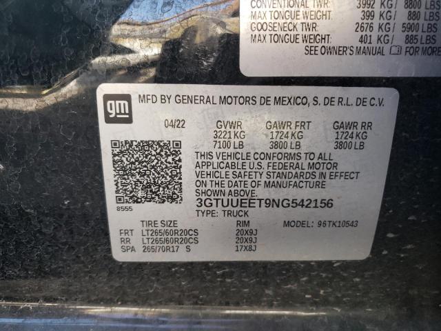 2022 GMC Sierra K1500 At4 VIN: 3GTUUEET9NG542156 Lot: 49951074