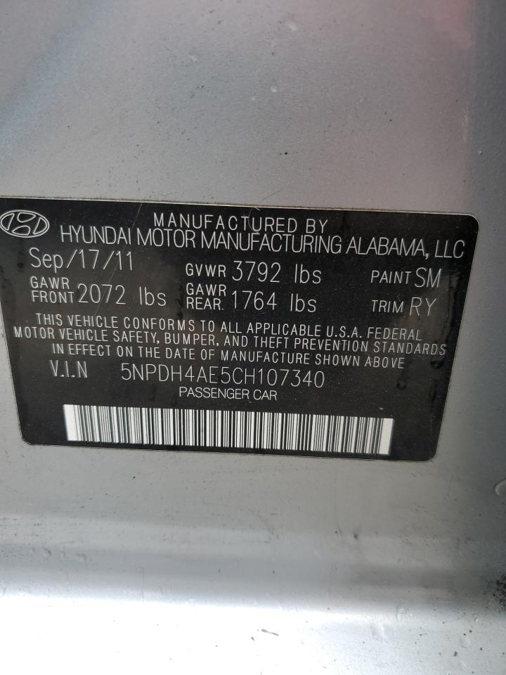 5NPDH4AE5CH107340 2012 Hyundai Elantra Gls