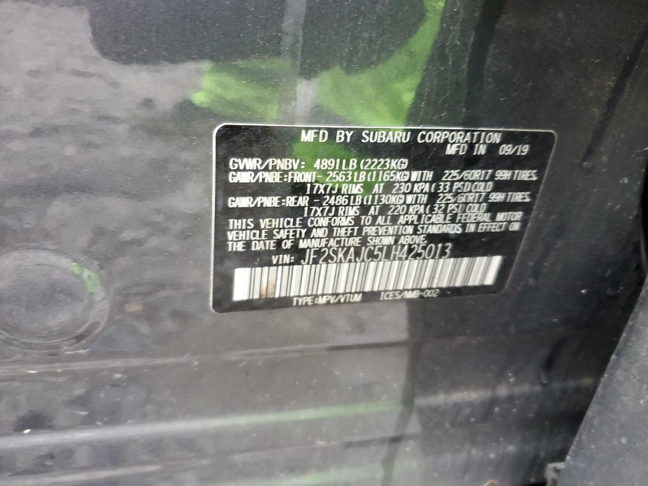 JF2SKAJC5LH425013 2020 Subaru Forester Premium