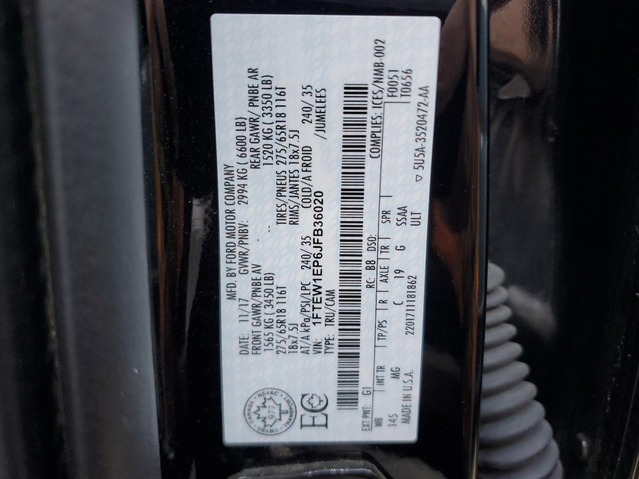 1FTEW1EP6JFB36020 FORD F-150 2018