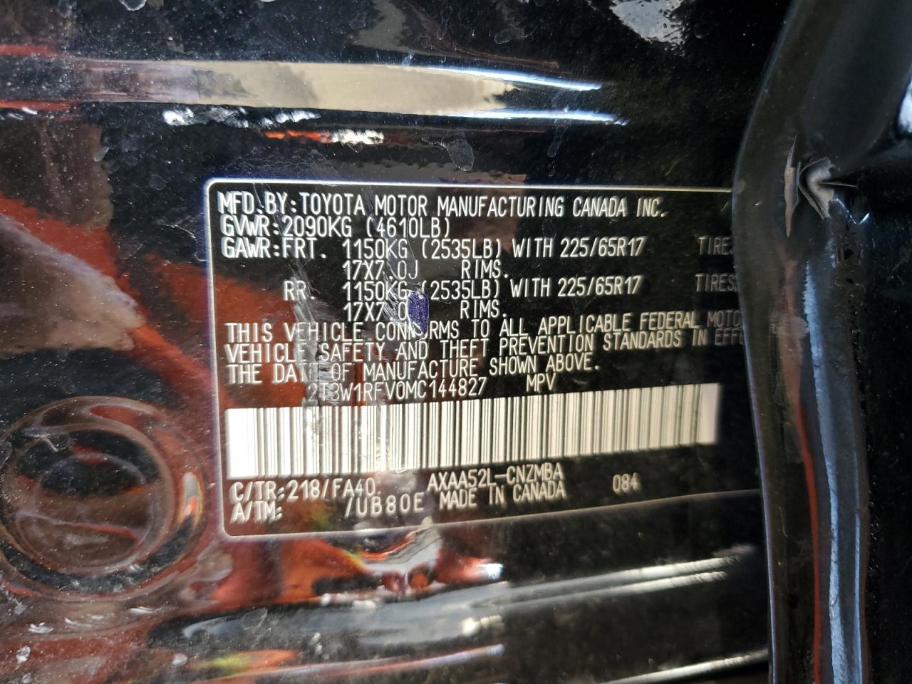 2T3W1RFV0MC144827 2021 Toyota Rav4 Xle